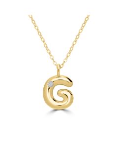 Alphabet 'G' Pendant with White Zircon in 925 Silver