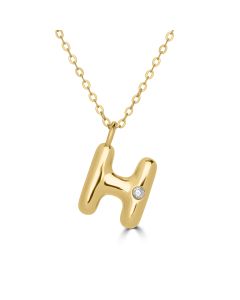 Alphabet 'H' Pendant with White Zircon in 925 Silver