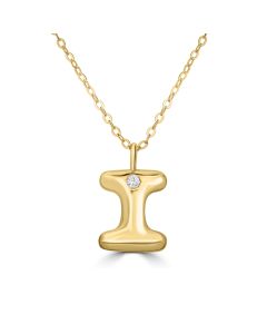 AlpIabet 'I' Pendant with White Zircon in 925 Silver