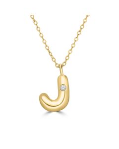 Alphabet 'J' Pendant with White Zircon in 925 Silver