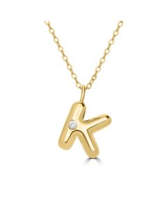Alphabet 'K' Pendant with White Zircon in 925 Silver