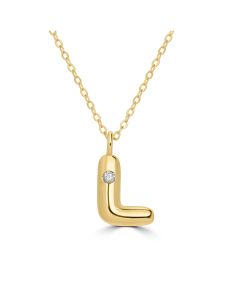 Alphabet 'L' Pendant with White Zircon in 925 Silver