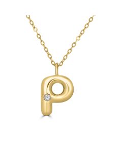 Alphabet 'P' Pendant with White Zircon in 925 Silver