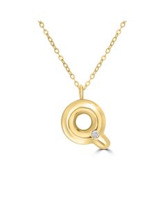 Alphabet 'Q' Pendant with White Zircon in 925 Silver