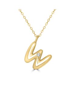 Alphabet 'W' Pendant with White Zircon in 925 Silver
