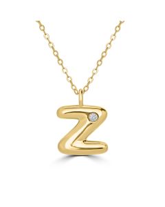 Alphabet 'Z' Pendant with White Zircon in 925 Silver