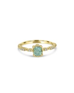 0.67 Cts Paraiba Tourmaline and White Diamond Ring in 14K Yellow Gold