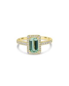 1.15 Cts Paraiba Tourmaline and White Diamond Ring in 14K Yellow Gold