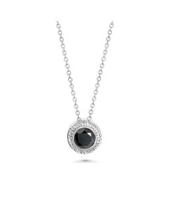 1.08 Cts Black Diamond Solitaire Pendant in 925 Sterling Silver