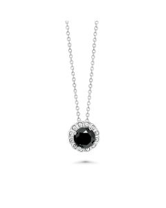 1.09 Cts Black Diamond Solitaire Pendant in 925 Sterling Silver