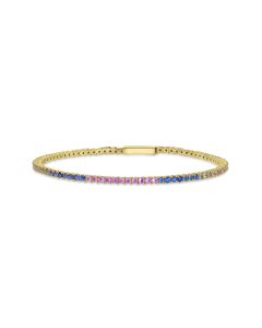 3.42 Cts Multi Sapphire FLEX Bangle in 14K Yellow Gold