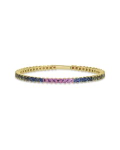 10.40 Cts Multi Sapphire FLEX Bangle in 14K Yellow Gold