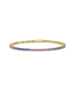 5.52 Cts Multi Sapphire FLEX Bangle in 14K Yellow Gold