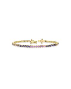 4.19 Cts Multi Sapphire Bracelet in 14K Yellow Gold