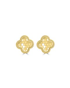 Yellow Gold Plated CLOVER Stud Earring in 925 Silver