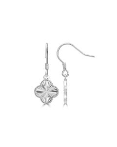 White Rhodium Plated CLOVER Earring in 925 Sterling Silver