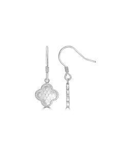 White Rhodium Plated Dangle Earring in 925 Sterling Silver