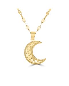 Yellow Gold Plated Half Moon Pendant in 925 Sterling Silver