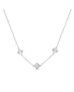 White Rhodium Plated CLOVER Trilogy Necklace in 925 Silver