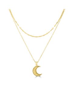Yellow Gold Plated Half Moon Necklace in 925 Sterling Silver