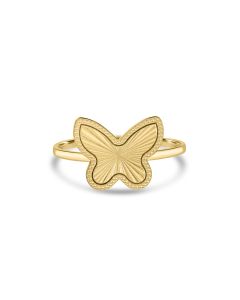 Yellow Gold Plated Butterfly Ring in 925 Sterling Silver