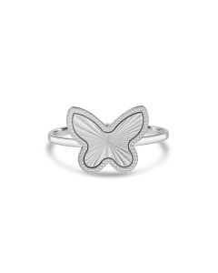 White Rhodium Plated ButterFly Ring in 925 Sterling Silver