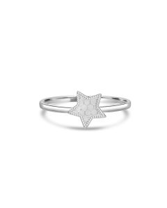 White Rhodium Plated Star Ring in 925 Sterling Silver