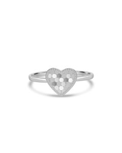 White Rhodium Plated Heart Ring in 925 Sterling Silver