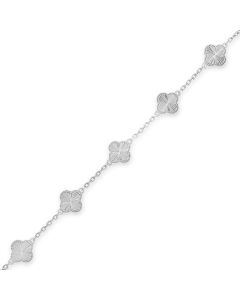 White Rhodium Plated CLOVER Bracelet in 925 Sterling Silver