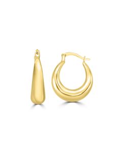 Yellow Gold Plated Chunky Hoop Earring in 925 Silver