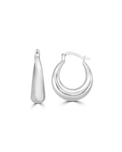White Rhodium Plated Chunky Hoop Earring in 925 Silver