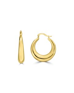 Yellow Gold Plated Round Hoop Earring in 925 Silver