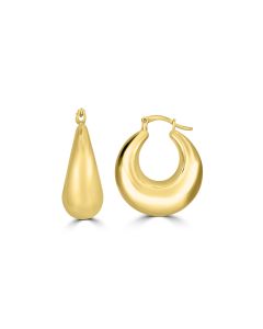 Yellow Gold Plated Dome Hoop Earring in 925 Sterling Silver