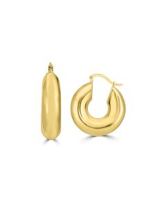 Yellow Gold Plated Tube Hoop Earring in 925 Sterling Silver