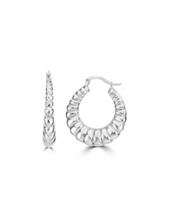 White Rhodium Plated Hoop Earring in 925 Sterling Silver