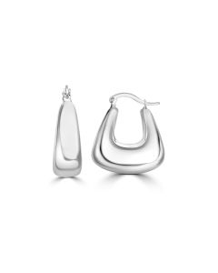 White Rhodium Plated U-Hoop Earring in 925 Sterling Silver