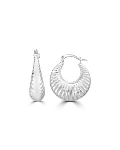 White Rhodium Plated Creole Hoop Earring in 925 Silver
