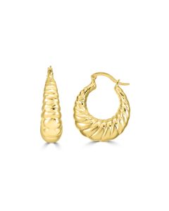 Yellow Gold Plated Croissant Hoop Earring in 925 Silver