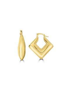 Yellow Gold Plated Square Hoop Earring in 925 Silver
