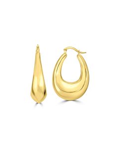 Yellow Gold Plated Oval Hoop Earring in 925 Sterling Silver