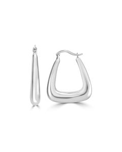 White Rhodium Plated U-Shaped Hoop Earring in 925 Silver