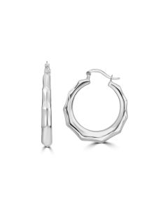 White Rhodium Plated Circular Hoop Earring in 925 Silver