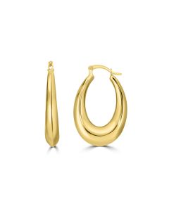 Yellow Gold Plated Thick Chunky Hoop Earring in 925 Silver