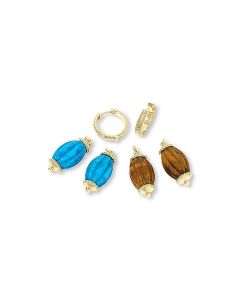 88.69 Cts Turquoise and Tiger Eye Dangle Earring in Brass