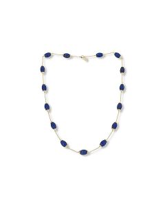 363.75 Cts Lapis Lazuli Station Necklace in Brass