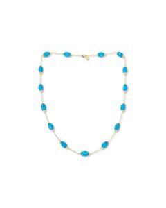 347.00 Cts Turquoise Station Necklace in Brass