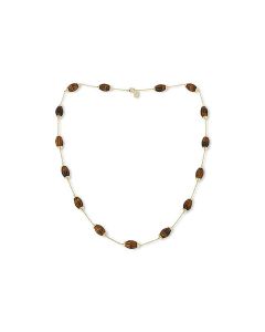 313.75 Cts Tiger Eye Station Necklace in Brass