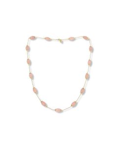 313.60 Cts Rose Quartz Station Necklace in Brass