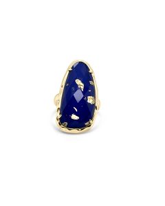 17.92 Cts Lapis Lazuli Statement Ring in Brass