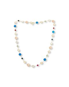 122 Cts Multi Gemstone Station Necklace in Brass